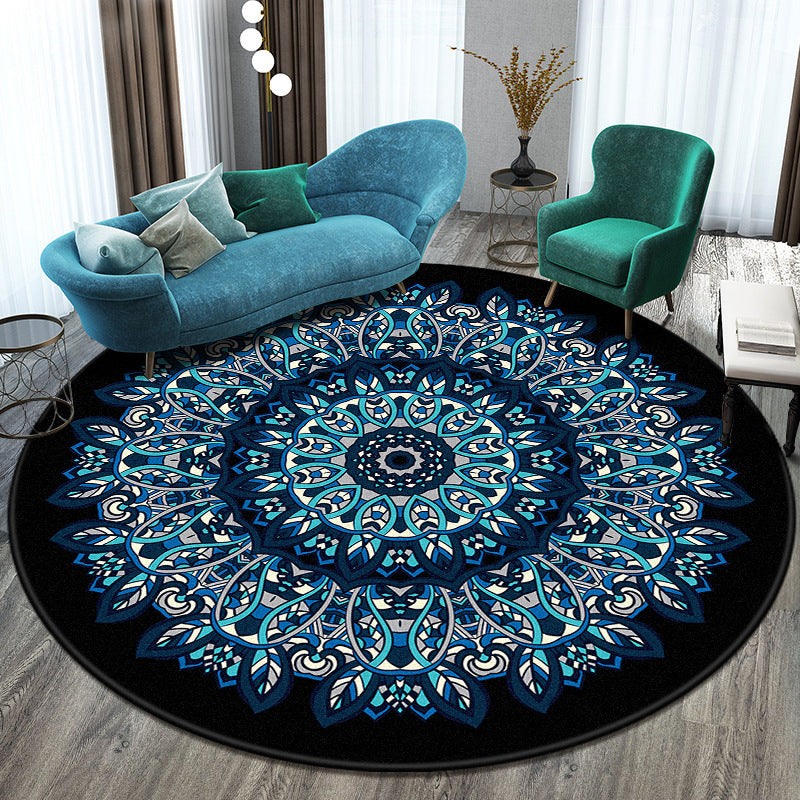 Bohemian Living Room Rug Multicolor Mandala Rug Polyester Stain Resistant Washable Anti-Slip Backing Rug for Hall Blue Clearhalo 'Area Rug' 'Moroccan' 'Rugs' Rug' 2058816