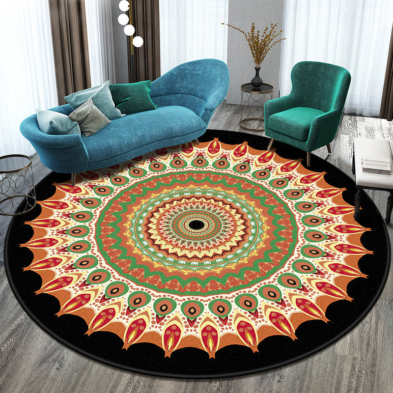 Bohemian Living Room Rug Multicolor Mandala Rug Polyester Stain Resistant Washable Anti-Slip Backing Rug for Hall Orange-Red Clearhalo 'Area Rug' 'Moroccan' 'Rugs' Rug' 2058817