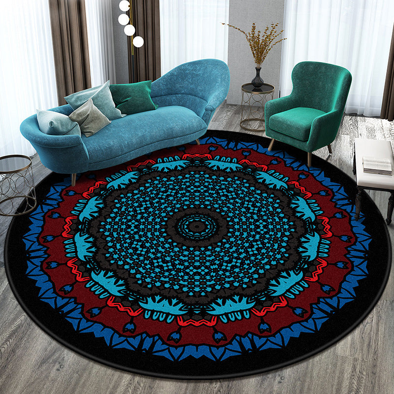 Bohemian Living Room Rug Multicolor Mandala Rug Polyester Stain Resistant Washable Anti-Slip Backing Rug for Hall Lake Blue Clearhalo 'Area Rug' 'Moroccan' 'Rugs' Rug' 2058818