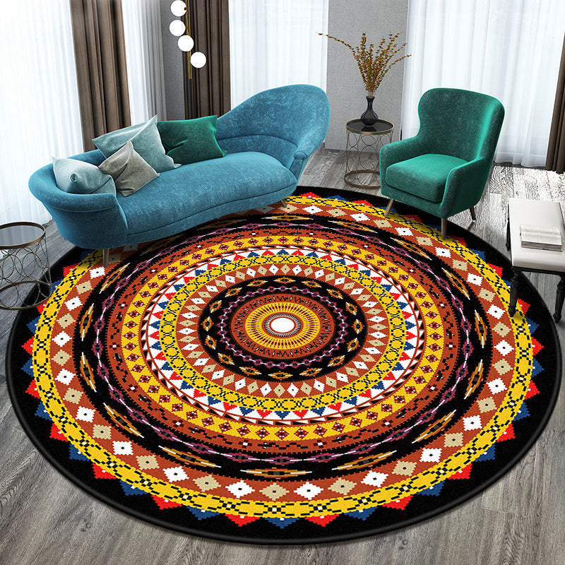 Bohemian Living Room Rug Multicolor Mandala Rug Polyester Stain Resistant Washable Anti-Slip Backing Rug for Hall Yellow-Red Clearhalo 'Area Rug' 'Moroccan' 'Rugs' Rug' 2058819
