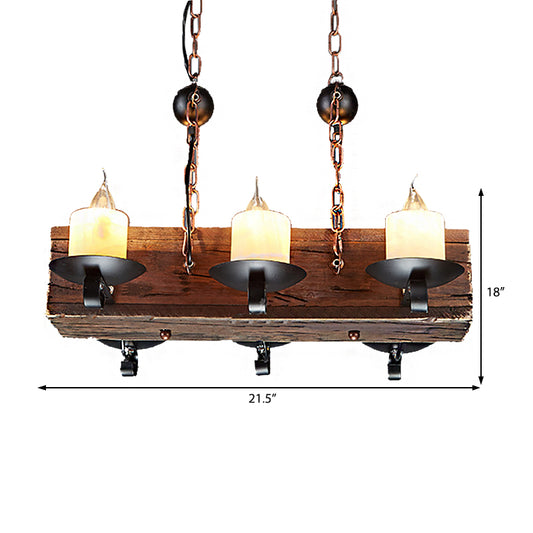 6-Light Candle Island Light Rustic Style Black Marble Pendant Lighting with Chain for Dining Room Clearhalo 'Ceiling Lights' 'Island Lights' Lighting' 205881