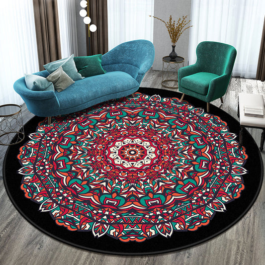 Bohemian Living Room Rug Multicolor Mandala Rug Polyester Stain Resistant Washable Anti-Slip Backing Rug for Hall Red Clearhalo 'Area Rug' 'Moroccan' 'Rugs' Rug' 2058823