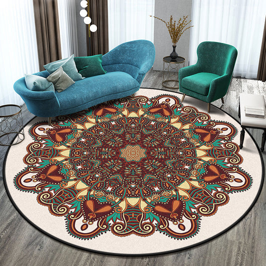 Bohemian Living Room Rug Multicolor Mandala Rug Polyester Stain Resistant Washable Anti-Slip Backing Rug for Hall Brown Clearhalo 'Area Rug' 'Moroccan' 'Rugs' Rug' 2058825