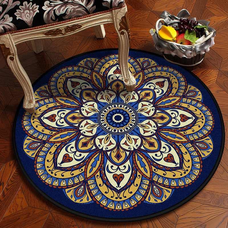 Moroccan Mandala Rug Multi-Colored Synthetics Rug Stain Resistant Anti-Slip Machine Washable Carpet for Dining Room Royal Blue Clearhalo 'Area Rug' 'Moroccan' 'Rugs' Rug' 2058847