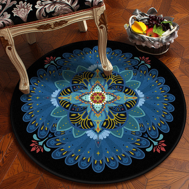 Moroccan Mandala Rug Multi-Colored Synthetics Rug Stain Resistant Anti-Slip Machine Washable Carpet for Dining Room Blue Clearhalo 'Area Rug' 'Moroccan' 'Rugs' Rug' 2058848