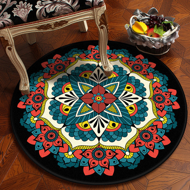 Moroccan Mandala Rug Multi-Colored Synthetics Rug Stain Resistant Anti-Slip Machine Washable Carpet for Dining Room Orange-Red Clearhalo 'Area Rug' 'Moroccan' 'Rugs' Rug' 2058850