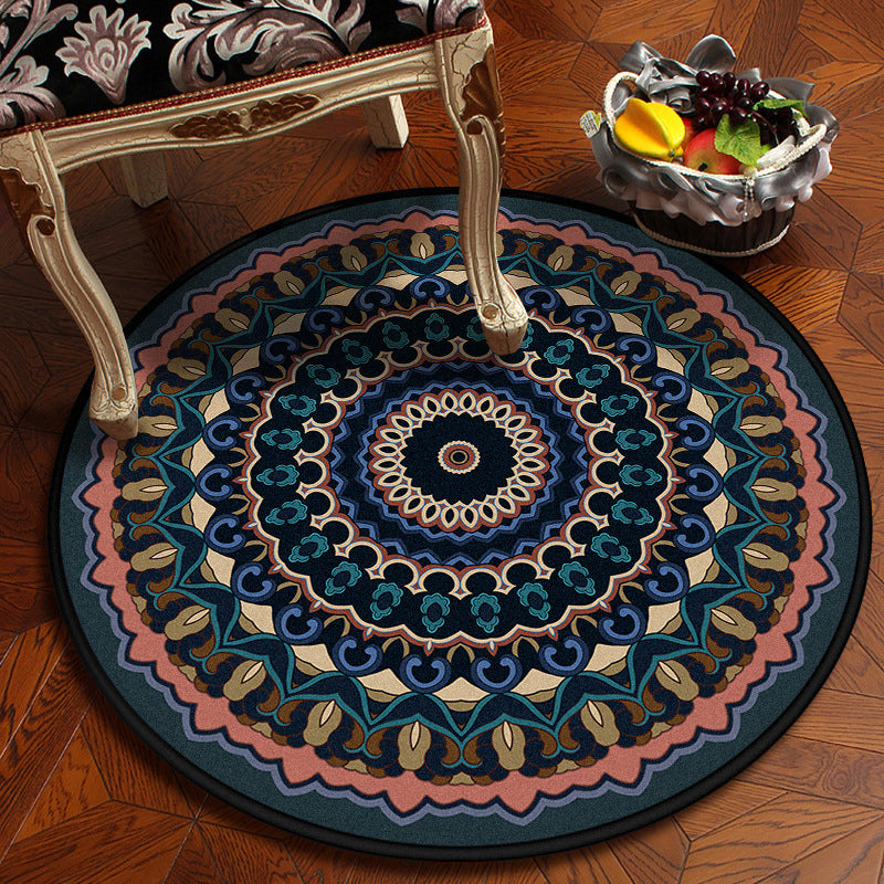 Moroccan Mandala Rug Multi-Colored Synthetics Rug Stain Resistant Anti-Slip Machine Washable Carpet for Dining Room Dark Blue Clearhalo 'Area Rug' 'Moroccan' 'Rugs' Rug' 2058851