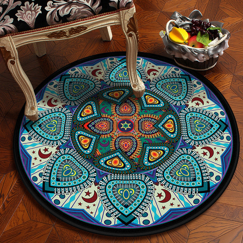 Moroccan Mandala Rug Multi-Colored Synthetics Rug Stain Resistant Anti-Slip Machine Washable Carpet for Dining Room Sky Blue Clearhalo 'Area Rug' 'Moroccan' 'Rugs' Rug' 2058852