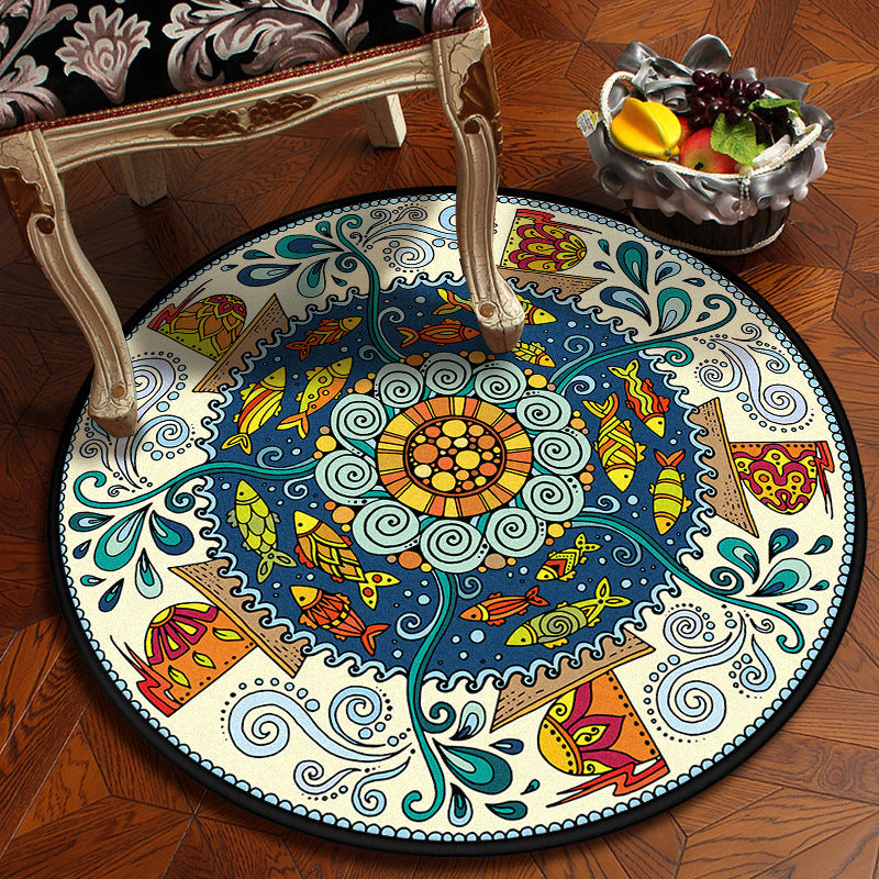 Moroccan Mandala Rug Multi-Colored Synthetics Rug Stain Resistant Anti ...