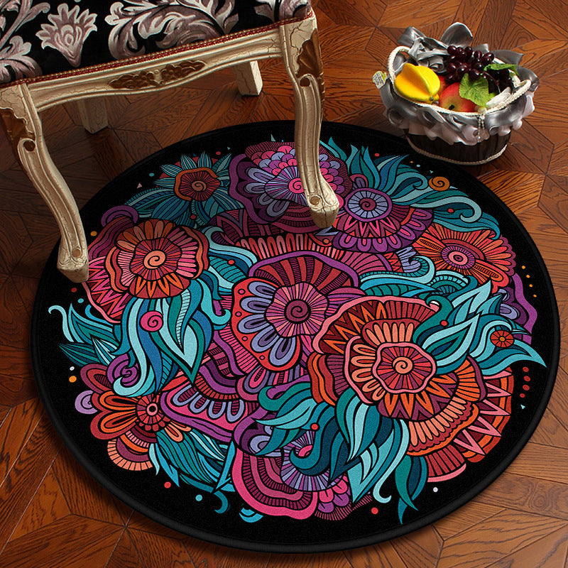 Moroccan Mandala Rug Multi-Colored Synthetics Rug Stain Resistant Anti-Slip Machine Washable Carpet for Dining Room Purple-Red Clearhalo 'Area Rug' 'Moroccan' 'Rugs' Rug' 2058858
