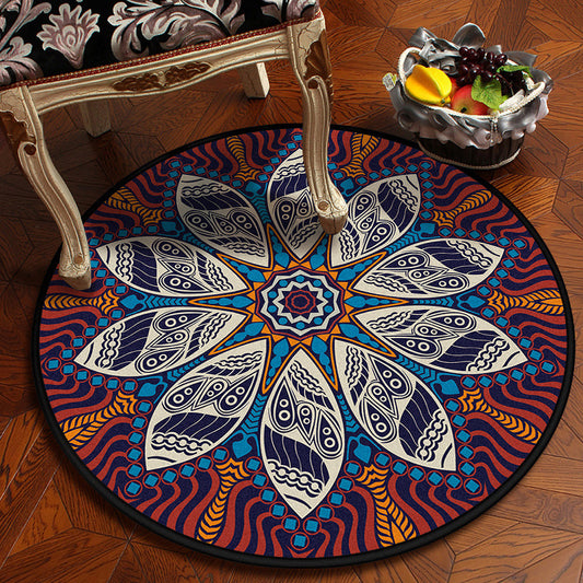 Moroccan Mandala Rug Multi-Colored Synthetics Rug Stain Resistant Anti-Slip Machine Washable Carpet for Dining Room Blue-White Clearhalo 'Area Rug' 'Moroccan' 'Rugs' Rug' 2058859