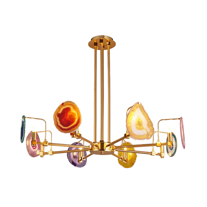 Branch Metal Ceiling Lighting Fixture Modern 6/8/10-Head Gold Up Chandelier Pendant with Agates Clearhalo 'Ceiling Lights' 'Chandeliers' Lighting' options 205886