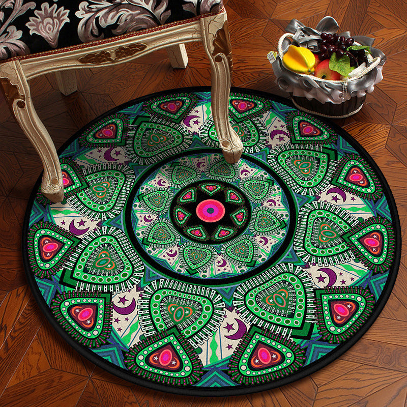 Moroccan Mandala Rug Multi-Colored Synthetics Rug Stain Resistant Anti-Slip Machine Washable Carpet for Dining Room Turquoise Clearhalo 'Area Rug' 'Moroccan' 'Rugs' Rug' 2058860