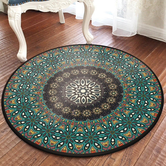 Traditional Multi Color Moroccan Rug Polypropylene Mandala Area Carpet Anti-Slip Machine Washable Stain Resistant Rug for Rome Dark Green Clearhalo 'Area Rug' 'Moroccan' 'Rugs' Rug' 2058868