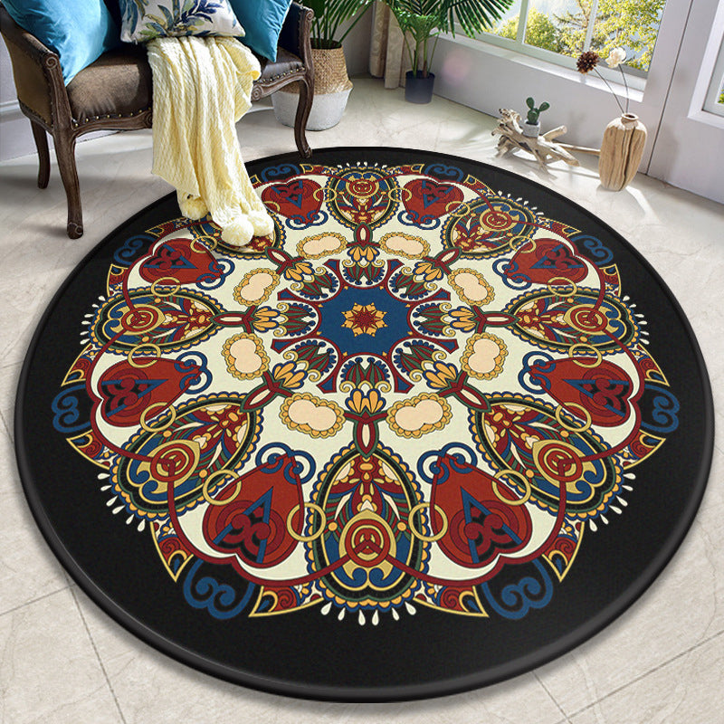 Colorful Mandala Rug Polyester Turkish Indoor Rug Anti-Slip Backing Machine Washable Pet Friendly Carpet for Sitting Room Beige Clearhalo 'Area Rug' 'Moroccan' 'Rugs' Rug' 2058872