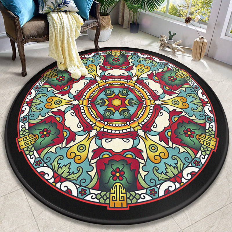 Colorful Mandala Rug Polyester Turkish Indoor Rug Anti-Slip Backing Machine Washable Pet Friendly Carpet for Sitting Room Red-White Clearhalo 'Area Rug' 'Moroccan' 'Rugs' Rug' 2058876