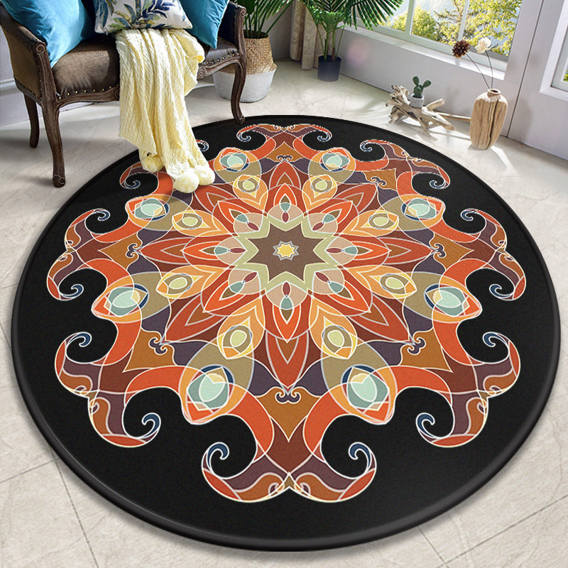 Colorful Mandala Rug Polyester Turkish Indoor Rug Anti-Slip Backing Machine Washable Pet Friendly Carpet for Sitting Room Yellow-Red Clearhalo 'Area Rug' 'Moroccan' 'Rugs' Rug' 2058880