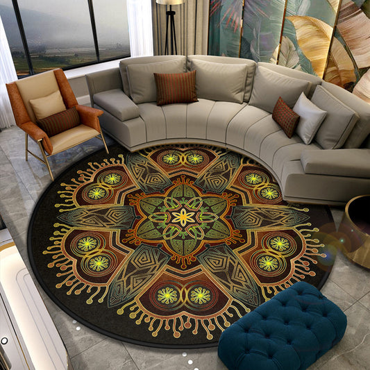 Turkish Style Living Room Rug Multicolor Flower Patterned Carpet Synthetics Pet Friendly Machine Washable Non-Slip Rug Dark Red Clearhalo 'Area Rug' 'Moroccan' 'Rugs' Rug' 2058893
