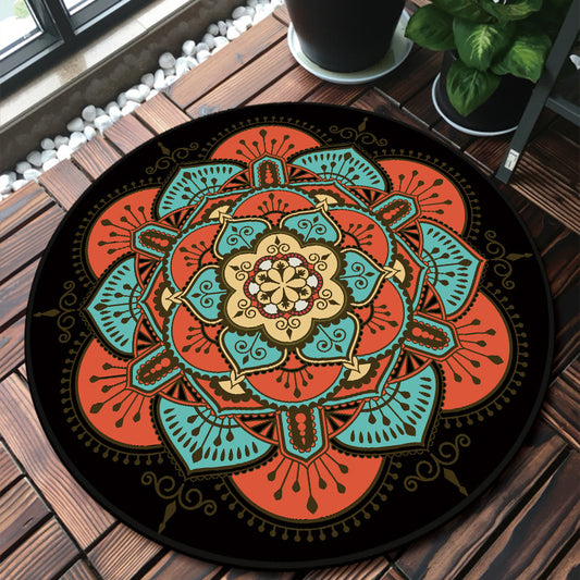 Unique Multicolored Mandala Rug Synthetics Moroccan Rug Stain Resistant Non-Slip Backing Machine Washable Rug for Front Door Blue Clearhalo 'Area Rug' 'Moroccan' 'Rugs' Rug' 2058898
