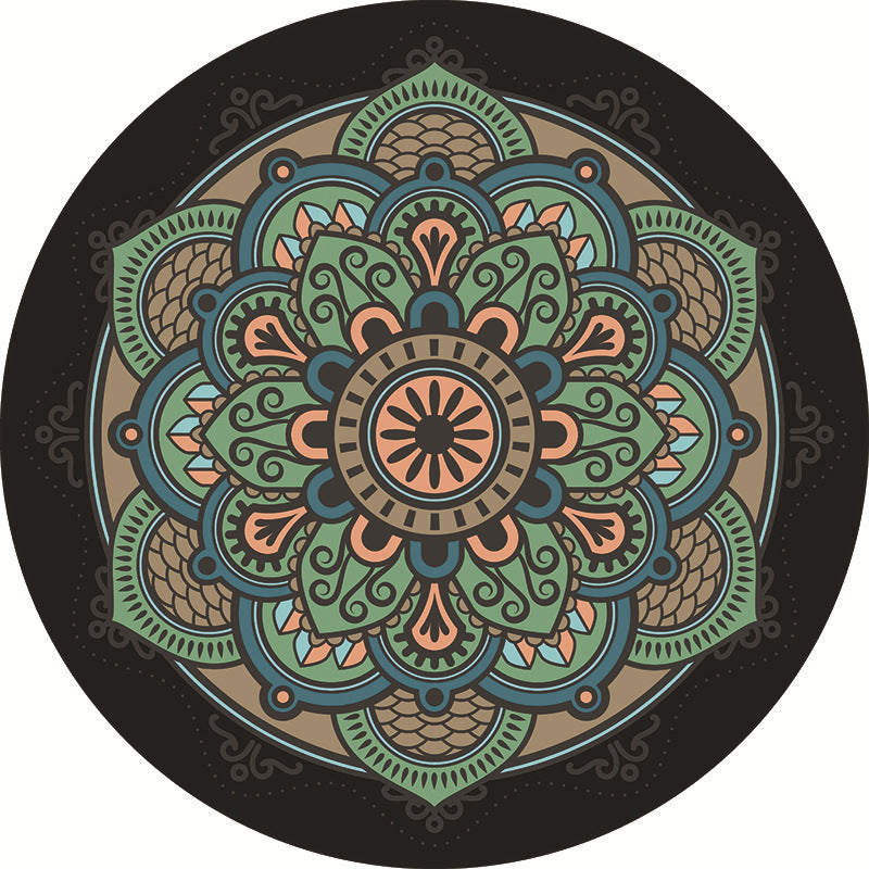 Unique Multicolored Mandala Rug Synthetics Moroccan Rug Stain Resistant Non-Slip Backing Machine Washable Rug for Front Door Clearhalo 'Area Rug' 'Moroccan' 'Rugs' Rug' 2058899