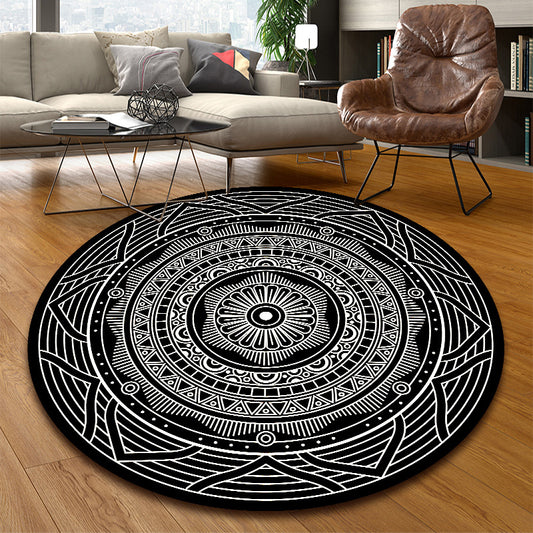 Unique Multicolored Mandala Rug Synthetics Moroccan Rug Stain Resistant Non-Slip Backing Machine Washable Rug for Front Door Gloss White Clearhalo 'Area Rug' 'Moroccan' 'Rugs' Rug' 2058901