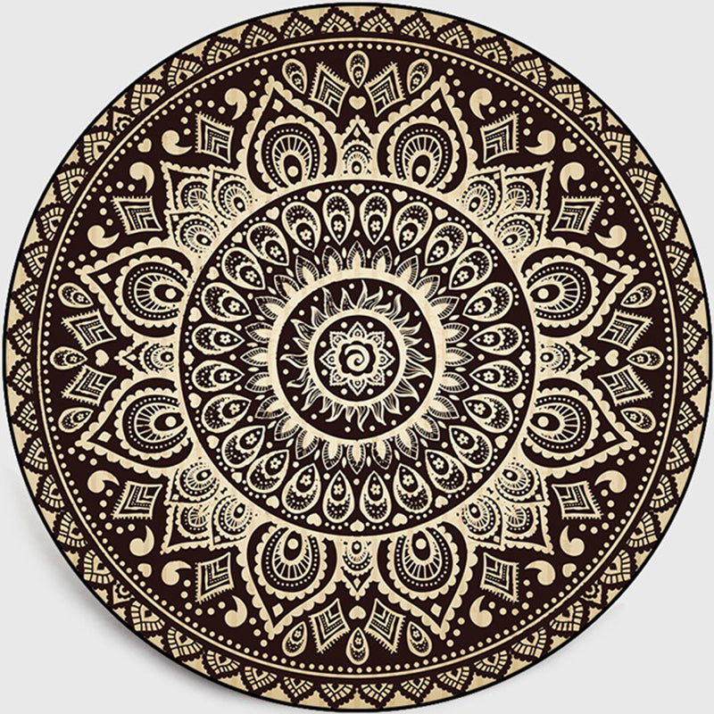 Retro Dark Color Moroccan Rug Polypropylene Mandala Patterned Rug Washable Anti-Slip Pet Friendly Rug for Living Room Dark Beige Clearhalo 'Area Rug' 'Moroccan' 'Rugs' Rug' 2058916