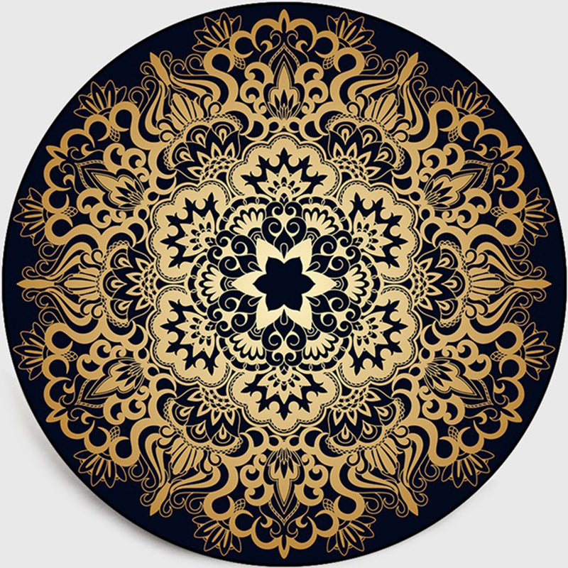 Retro Dark Color Moroccan Rug Polypropylene Mandala Patterned Rug Washable Anti-Slip Pet Friendly Rug for Living Room Gold Clearhalo 'Area Rug' 'Moroccan' 'Rugs' Rug' 2058918