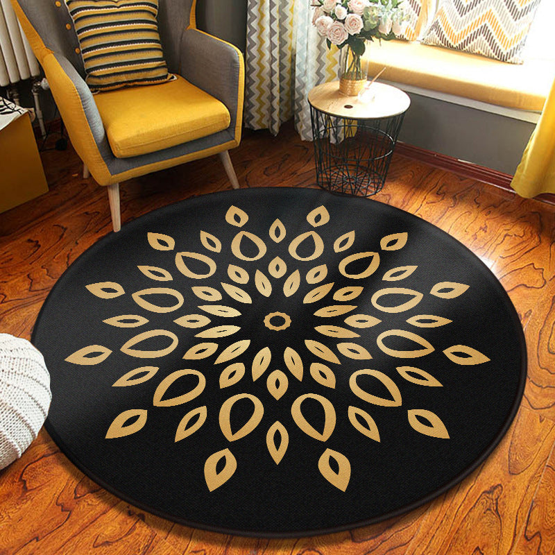 Decorative Kaleidoscope Rug Multi Color Turkish Carpet Polyester Washable Stain Resistant Non-Slip Backing Rug for Sitting Room Metallic 5'11" x 5'11" Clearhalo 'Area Rug' 'Moroccan' 'Rugs' Rug' 2058924