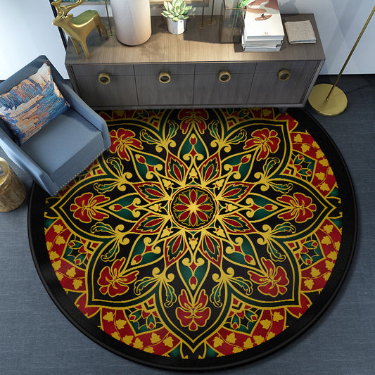 Turkish Mandala Rug Multicolored Synthetics Rug Washable Pet Friendly Anti-Slip Backing Area Rug for Great Room Golden Clearhalo 'Area Rug' 'Moroccan' 'Rugs' Rug' 2058952