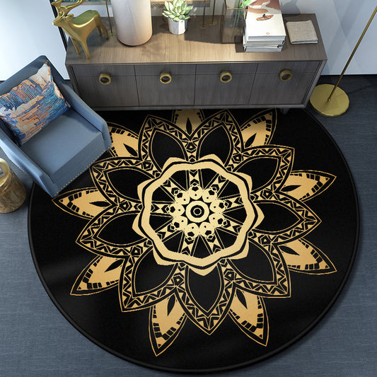 Turkish Mandala Rug Multicolored Synthetics Rug Washable Pet Friendly Anti-Slip Backing Area Rug for Great Room Gold Clearhalo 'Area Rug' 'Moroccan' 'Rugs' Rug' 2058954