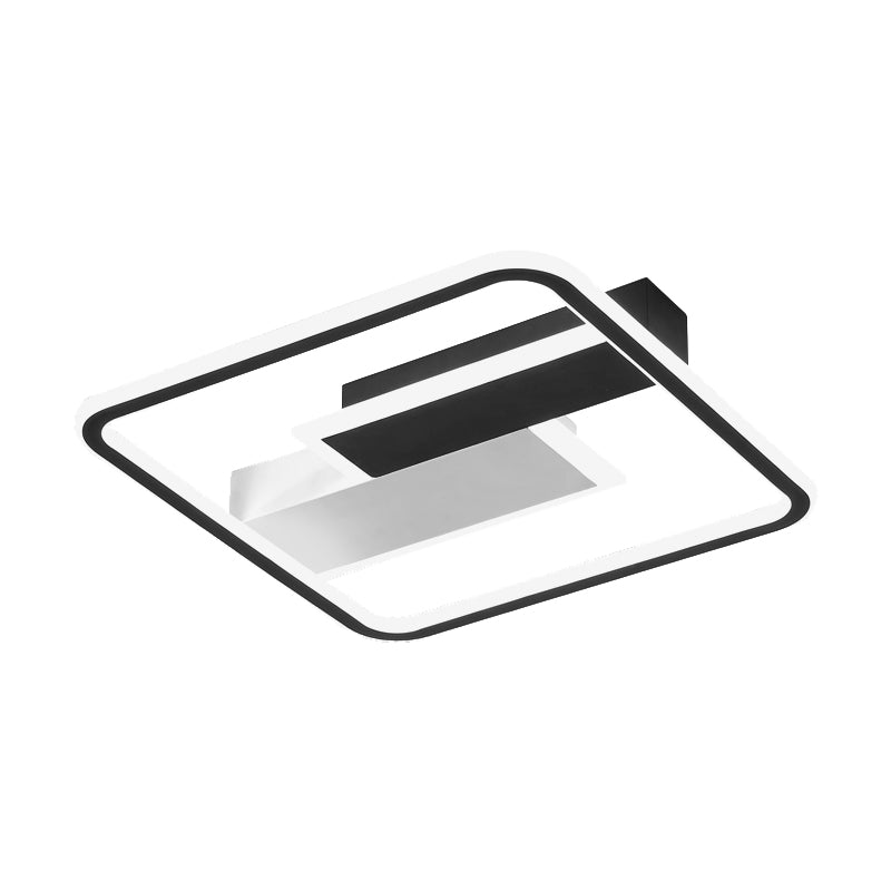 Square/Rectangular Flush Mount Lamp Modern Acrylic 1-Light Black LED Ceiling Light Fixture in Warm/White Light, 19.5"/37.5" Wide Clearhalo 'Ceiling Lights' 'Close To Ceiling Lights' 'Close to ceiling' 'Flush mount' Lighting' 205897