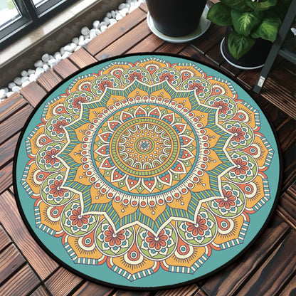 Classy Multicolor Mandala Rug Polypropylene Moroccan Carpet Stain Resistant Machine Washable Anti-Slip Area Rug for Door Ginger Clearhalo 'Area Rug' 'Moroccan' 'Rugs' Rug' 2058976