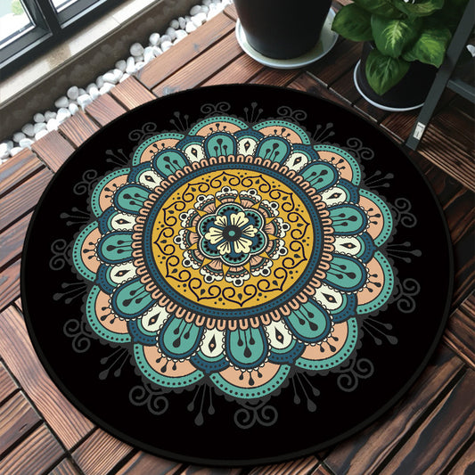 Classy Multicolor Mandala Rug Polypropylene Moroccan Carpet Stain Resistant Machine Washable Anti-Slip Area Rug for Door Blue-Yellow Clearhalo 'Area Rug' 'Moroccan' 'Rugs' Rug' 2058983