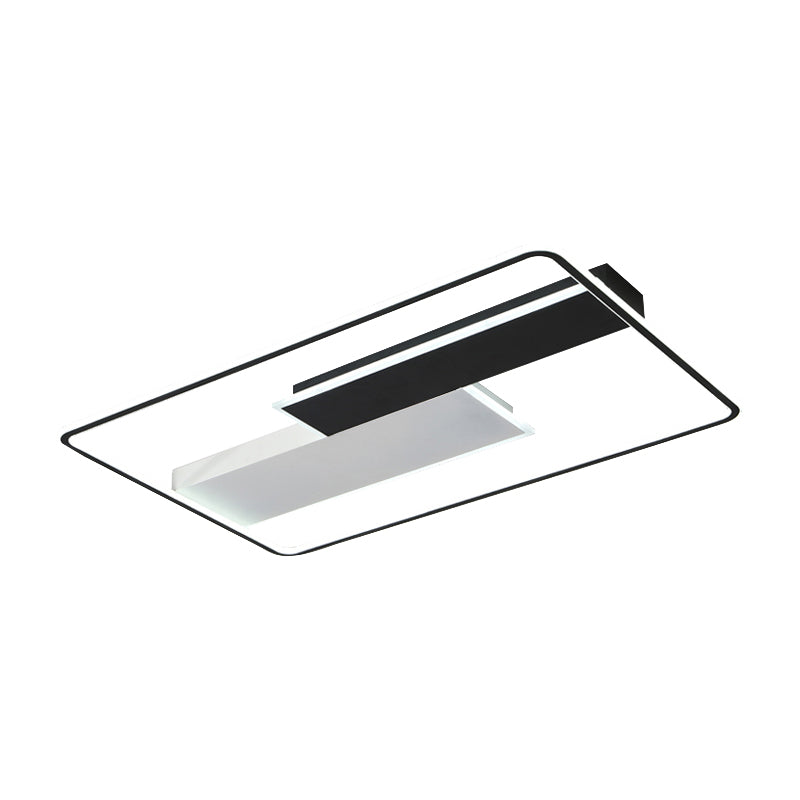 Square/Rectangular Flush Mount Lamp Modern Acrylic 1-Light Black LED Ceiling Light Fixture in Warm/White Light, 19.5"/37.5" Wide Clearhalo 'Ceiling Lights' 'Close To Ceiling Lights' 'Close to ceiling' 'Flush mount' Lighting' 205899