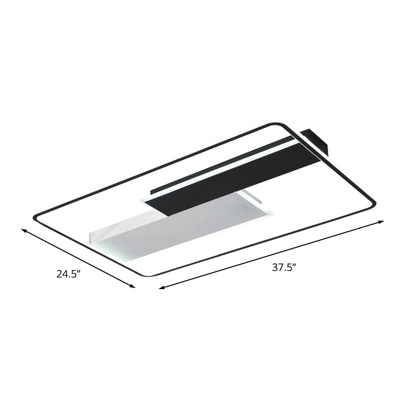 Square/Rectangular Flush Mount Lamp Modern Acrylic 1-Light Black LED Ceiling Light Fixture in Warm/White Light, 19.5"/37.5" Wide Clearhalo 'Ceiling Lights' 'Close To Ceiling Lights' 'Close to ceiling' 'Flush mount' Lighting' 205900