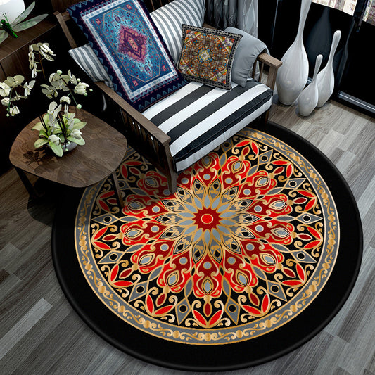 Retro Mandala Indoor Rug Dark Color Moroccan Carpet Polypropylene Non-Slip Pet Friendly Washable Rug for Sitting Room Orange Clearhalo 'Area Rug' 'Moroccan' 'Rugs' Rug' 2059018
