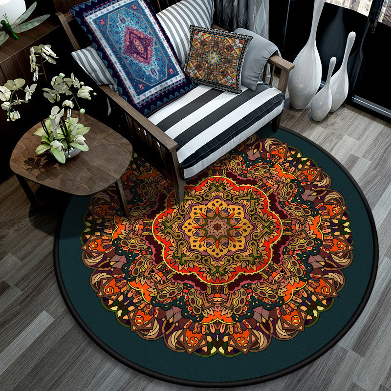 Retro Mandala Indoor Rug Dark Color Moroccan Carpet Polypropylene Non-Slip Pet Friendly Washable Rug for Sitting Room Red Clearhalo 'Area Rug' 'Moroccan' 'Rugs' Rug' 2059019