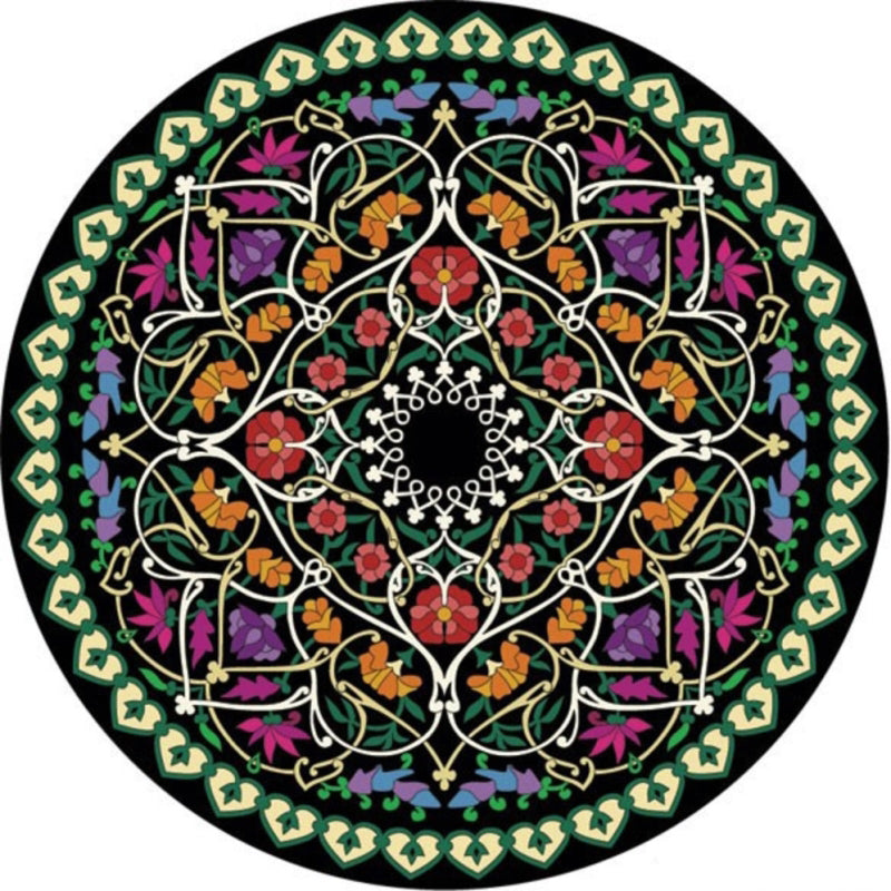 Chic Multi Color Persian Rug Polyester Flower Print Carpet Washable Anti-Slip Pet Friendly Rug for Home Black-Red Clearhalo 'Area Rug' 'Moroccan' 'Rugs' Rug' 2059071