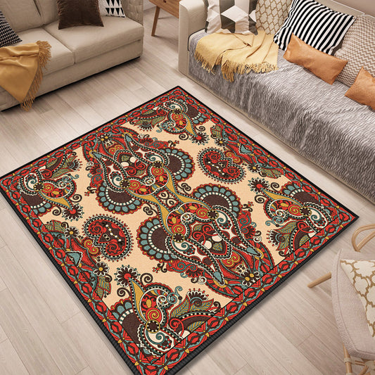 Persian Door Rug Multi Color Tribal Print Carpet Polypropylene Pet Friendly Non-Slip Stain Resistant Area Rug Yellow-Red Clearhalo 'Area Rug' 'Moroccan' 'Rugs' Rug' 2059100