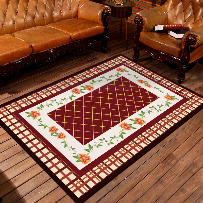 Nostalgic Persian Rug Multi Colored Trellis Carpet Non-Slip Washable Pet Friendly Rug for Living Room Dark Red Clearhalo 'Area Rug' 'Moroccan' 'Rugs' Rug' 2059130