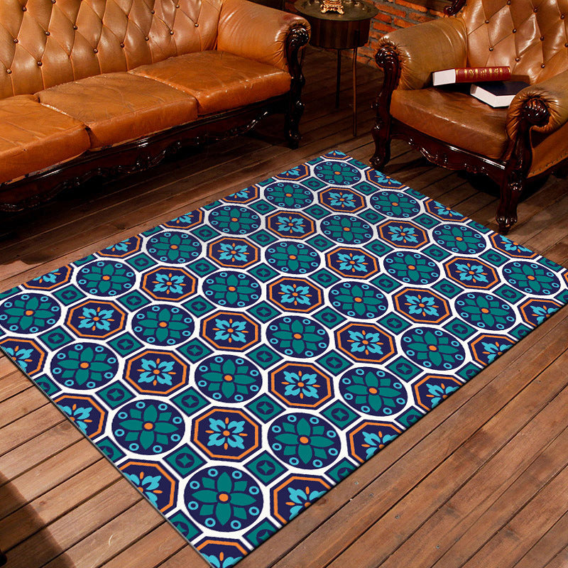 Nostalgic Persian Rug Multi Colored Trellis Carpet Non-Slip Washable Pet Friendly Rug for Living Room Dark Blue Clearhalo 'Area Rug' 'Moroccan' 'Rugs' Rug' 2059131
