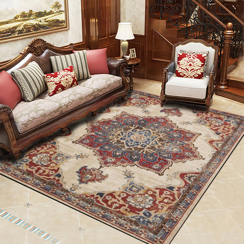 Retro Multicolor Moroccan Rug Synthetics Floral Patterned Rug Anti-Slip Washable Pet Friendly Carpet for Family Room Clearhalo 'Area Rug' 'Moroccan' 'Rugs' Rug' 2059142