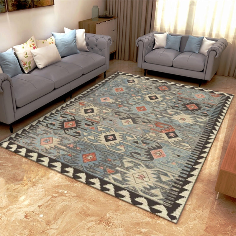 Retro Multicolor Moroccan Rug Synthetics Floral Patterned Rug Anti-Slip Washable Pet Friendly Carpet for Family Room Blue-Black Clearhalo 'Area Rug' 'Moroccan' 'Rugs' Rug' 2059144