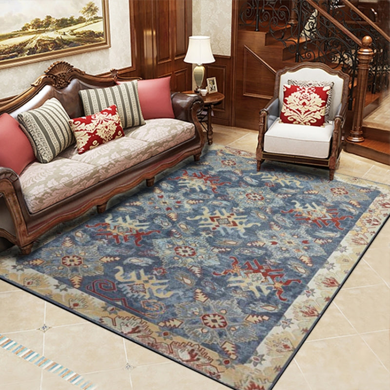 Retro Multicolor Moroccan Rug Synthetics Floral Patterned Rug Anti-Slip Washable Pet Friendly Carpet for Family Room Blue Clearhalo 'Area Rug' 'Moroccan' 'Rugs' Rug' 2059146