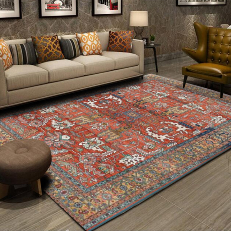 Retro Multicolor Moroccan Rug Synthetics Floral Patterned Rug Anti-Slip Washable Pet Friendly Carpet for Family Room Red Clearhalo 'Area Rug' 'Moroccan' 'Rugs' Rug' 2059154