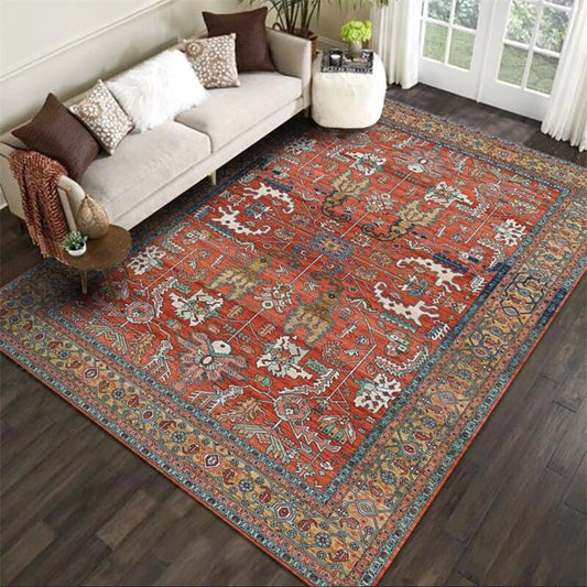 Red Persian Style Rug Synthetics Geometric Area Carpet Washable Anti-Slip Backing Stain Resistant Rug for Chamber Red Clearhalo 'Area Rug' 'Moroccan' 'Rugs' Rug' 2059179