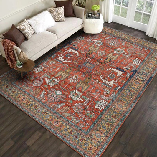 Exotic Geometric Patterned Rug Multicolored Moroccan Rug Polypropylene Stain Resistant Non-Slip Backing Machine Washable Carpet for Room Brick Red Clearhalo 'Area Rug' 'Moroccan' 'Rugs' Rug' 2059186