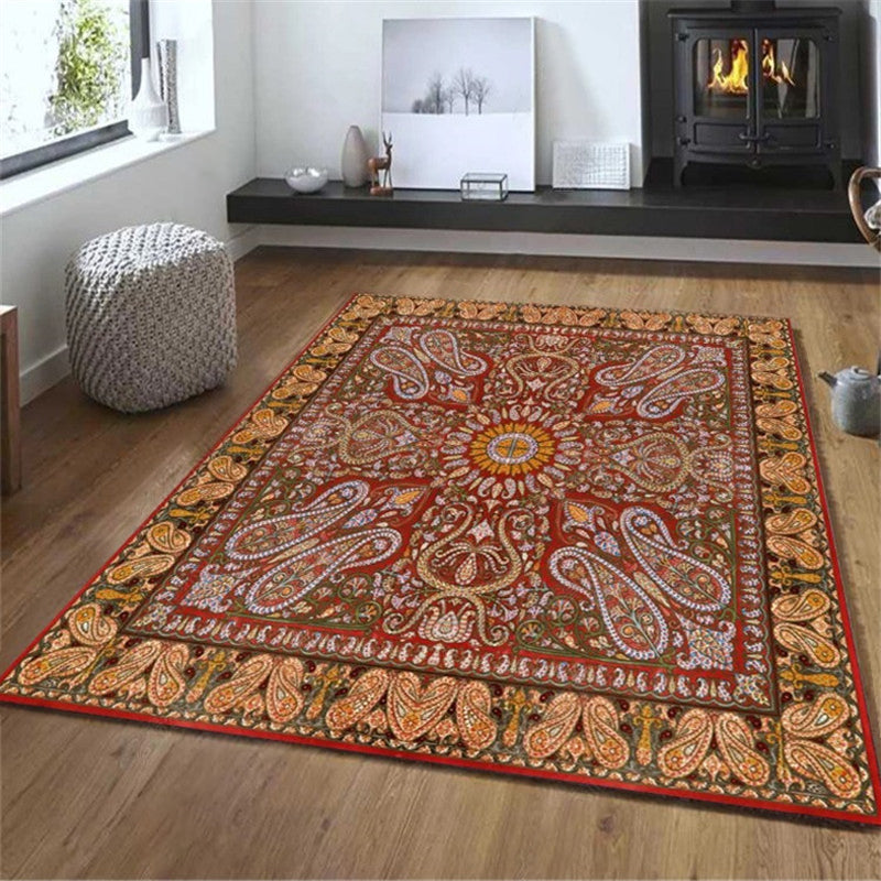 Exotic Geometric Patterned Rug Multicolored Moroccan Rug Polypropylene Stain Resistant Non-Slip Backing Machine Washable Carpet for Room Orange Red 5'3" x 7'7" Clearhalo 'Area Rug' 'Moroccan' 'Rugs' Rug' 2059195
