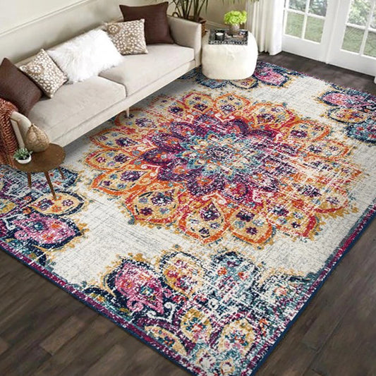 Exotic Geometric Patterned Rug Multicolored Moroccan Rug Polypropylene Stain Resistant Non-Slip Backing Machine Washable Carpet for Room Orange-White Clearhalo 'Area Rug' 'Moroccan' 'Rugs' Rug' 2059200