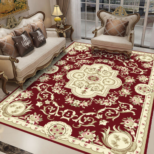 Fancy Chinoiserie Rug Multi Color Floral Area Carpet Non-Slip Backing Stain Resistant Pet Friendly Rug for Living Room Burgundy Clearhalo 'Area Rug' 'Moroccan' 'Rugs' Rug' 2059261